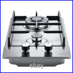 VEVOR Gas Cooktop 12 inch, Max 12250BTU 2 Burners Built-in Stainless Steel