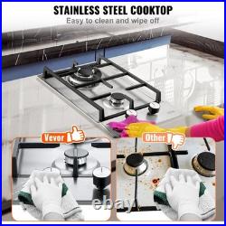 VEVOR Gas Cooktop 12 inch, Max 12250BTU 2 Burners Built-in Stainless Steel