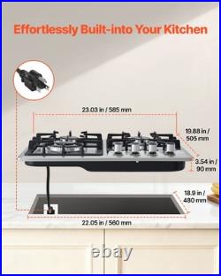 VEVOR Gas Cooktop 24 inch 4 Burners Built-in Gas Stove Top LPG/NG Convertible