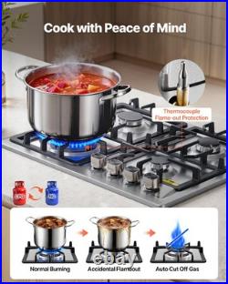 VEVOR Gas Cooktop 24 inch 4 Burners Built-in Gas Stove Top LPG/NG Convertible