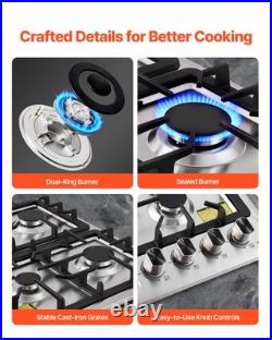 VEVOR Gas Cooktop 24 inch 4 Burners Built-in Gas Stove Top LPG/NG Convertible