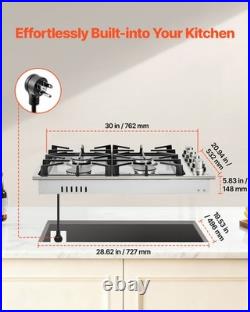 VEVOR Gas Cooktop 30 inch 4 Burners Built-in Gas Stove Top LPG/NG Convertible
