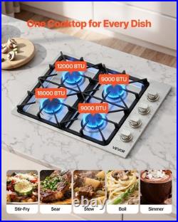 VEVOR Gas Cooktop 30 inch 4 Burners Built-in Gas Stove Top LPG/NG Convertible
