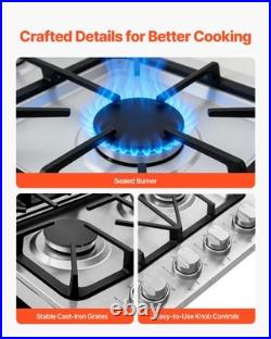 VEVOR Gas Cooktop 30 inch 4 Burners Built-in Gas Stove Top LPG/NG Convertible
