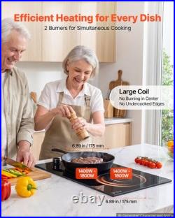 VEVOR Induction Cooktop 12inch 2 Burners Built-in Electric Stove 110V 1800W