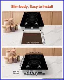 VEVOR Induction Cooktop 12inch 2 Burners Built-in Electric Stove 110V 1800W