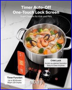 VEVOR Induction Cooktop 12inch 2 Burners Built-in Electric Stove 110V 1800W