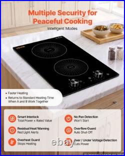 VEVOR Induction Cooktop 12inch 2 Burners Built-in Electric Stove 110V 1800W