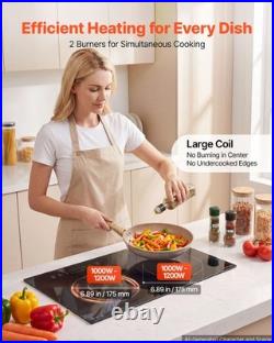 VEVOR Induction Cooktop 24inch 2 Burners Built-in Electric Stove 110V 1800W