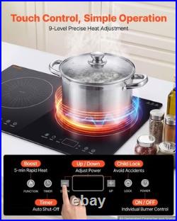 VEVOR Induction Cooktop 24inch 2 Burners Built-in Electric Stove 110V 1800W