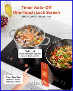 VEVOR Induction Cooktop 24inch 2 Burners Built-in Electric Stove 110V 1800W