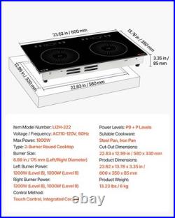 VEVOR Induction Cooktop 24inch 2 Burners Built-in Electric Stove 110V 1800W