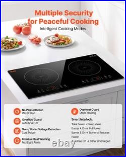 VEVOR Induction Cooktop 24inch 2 Burners Built-in Electric Stove 110V 1800W