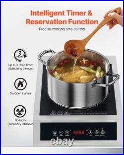 VEVOR Portable Commercial Induction Cooktop 1800W Countertop Burner 9Temp Levels