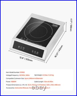 VEVOR Portable Commercial Induction Cooktop 1800W Countertop Burner 9Temp Levels