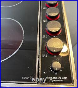 VIDEO! FREE SHIP! Jenn-Air Triple Electric Downdraft Glass Cooktop Grill Griddle