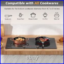 Versatile 24-Inch Electric Cooktop Two Burner Radiant Stove with Safety Lock
