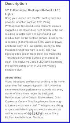 Viking 36 Pro Series Electric Cooktop With 6 Smoothtop Elements VIC5366BST