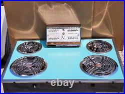 Vintage GE Hotpoint 4 Burner 30 In Electric Cooktop AQUA Colored STUNNING Shape