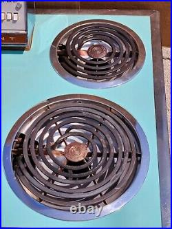 Vintage GE Hotpoint 4 Burner 30 In Electric Cooktop AQUA Colored STUNNING Shape