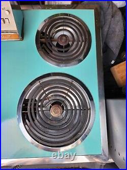 Vintage GE Hotpoint 4 Burner 30 In Electric Cooktop AQUA Colored STUNNING Shape