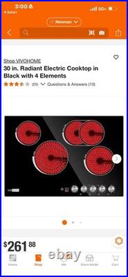 Vivo Home 30 Inch Radiant Cooktop With 4 Elements In Black #SKU-VH812