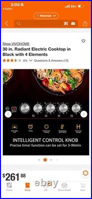 Vivo Home 30 Inch Radiant Cooktop With 4 Elements In Black #SKU-VH812