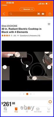 Vivo Home 30 Inch Radiant Cooktop With 4 Elements In Black #SKU-VH812