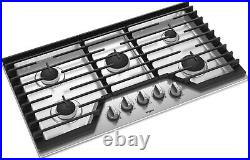 WHIRLPOOL 36'' W 5-Burner Gas Cooktop with EZ-2-Lift Hinged Grates WCG55US6HS, NEW