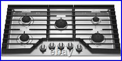 WHIRLPOOL 36'' W 5-Burner Gas Cooktop with EZ-2-Lift Hinged Grates WCG55US6HS, NEW