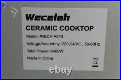 Weceleh WECF-A213 Electric Cooktop 30 Inch Built In Ceramic 6400W Stove Black