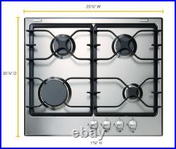 Whirlpool WCG52424AS 24 Built-In Gas Cooktop with 4 Burners in Stainless Steel