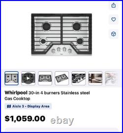 Whirlpool WCG55US0HS 30 Stainless 4 Burner Natural Gas Cooktop #129339 BFSALE
