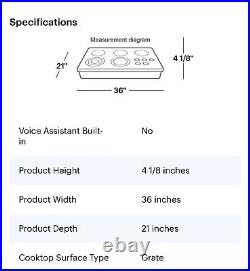 Whirlpool WCG55US6HS 36 Gas Cooktop in Stainless Steel