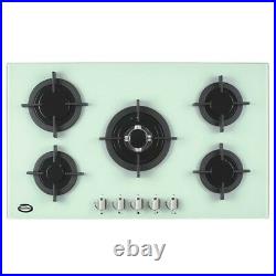 White Bautechnic AGCG9052WH 90cm Built-in Gas-on-Glass Hob in Powder Grey