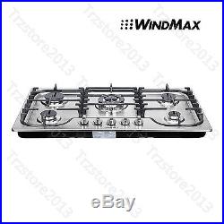 WindMax 34 Kitchen Stainless Steel 5 Burners Built-In Stoves Gas Cooktop Cooker