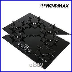 Windmax 28 in BlackTempered Glass 4 Burner Built-In Stove NG Gas Cooktop Cooker