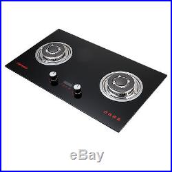 Windmax 30inch Tempered Glass 2 Burners Built-in Cooktop Fixed Gas Time Setting