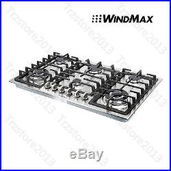Windmax 34 Stainless Steel 6 Burner Built-In Stove NG Cooktops Kitchen Cooker