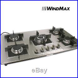 Windmax 36in. Gas Stove 5 Burners Stainless Steel Cooktops NG/LPG Gas Hob