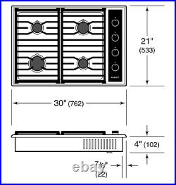 Wolf 30 4 Dual-Stacked Sealed Burners Transitional SS Gas Cooktop CG304TS