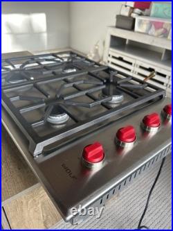 Wolf CG304P/S 30 Gas Cooktop NG 4 Burner Stainless with Regulator & Gas Line
