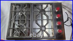 Wolf CG304P/S 30 Professional Gas Cooktop 4 Burner Stainless Steel Red Knobs
