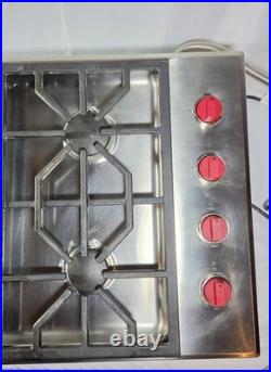 Wolf CG304P/S 30 Professional Gas Cooktop 4 Burner Stainless Steel Red Knobs