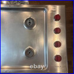 Wolf CG304PS 30 Inch Professional Gas Cooktop 4 Burner Natural Gas Red Knobs