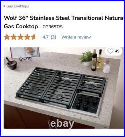 Wolf CG365T/S 36 Stainless Steel Natural Gas Cooktop 5 Sealed Burners