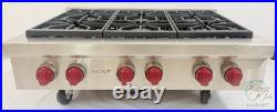 Wolf SRT366-LP 36 Pro Gas Rangetop Stainless 6 Dual-Stack Burners Very Clean