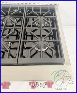 Wolf SRT366-LP 36 Pro Gas Rangetop Stainless 6 Dual-Stack Burners Very Clean