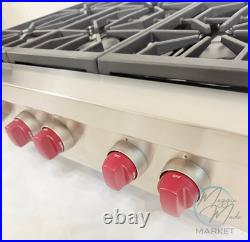 Wolf SRT366-LP 36 Pro Gas Rangetop Stainless 6 Dual-Stack Burners Very Clean