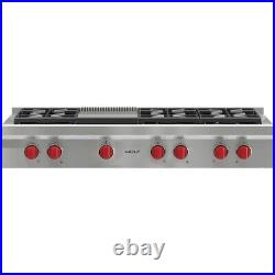 Wolf SRT486G 48 Inch Pro-Style Propane Rangetop Cooktop with Burners & Griddle